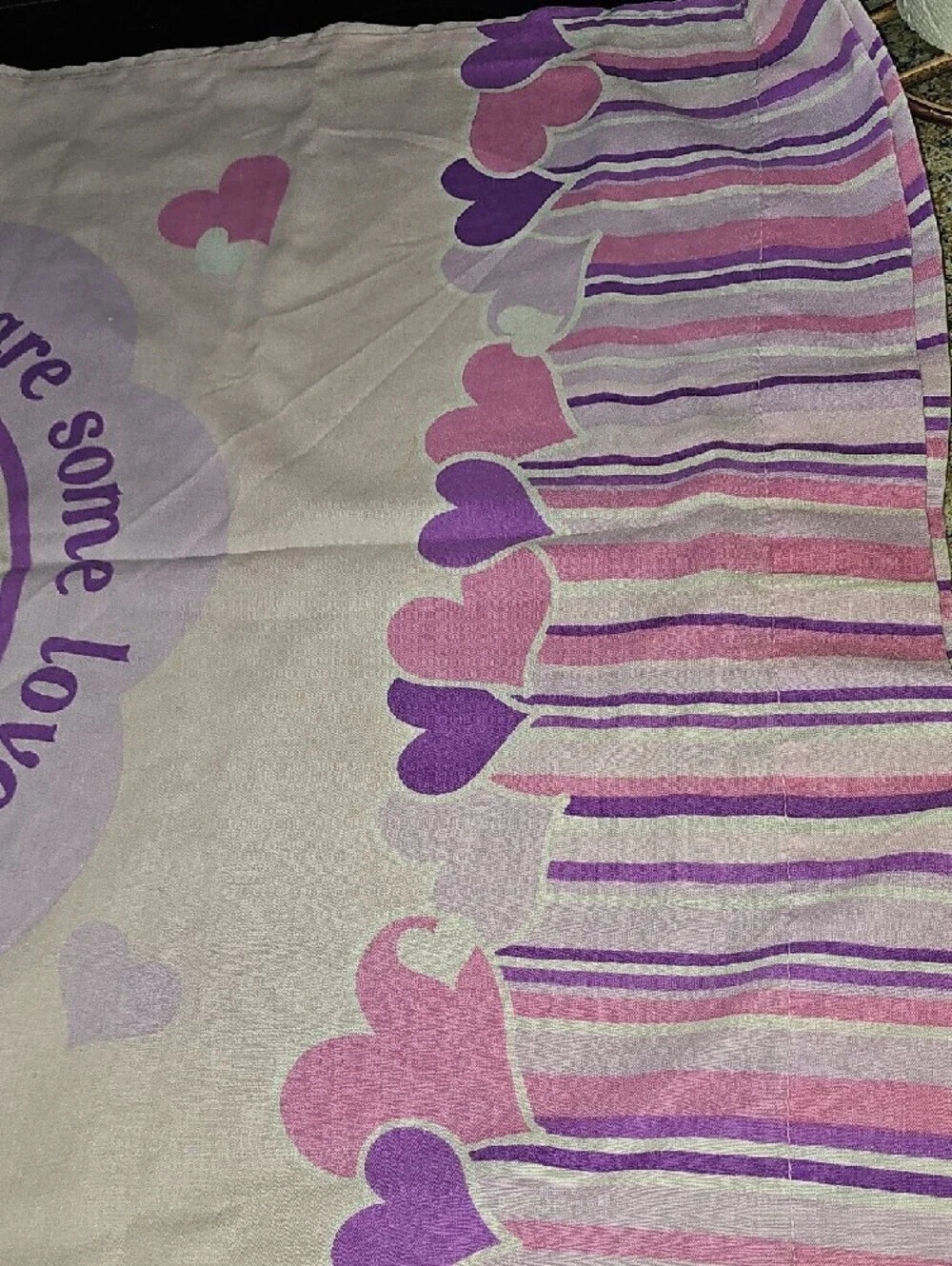 Care Bears Vintage Pink and Purple Striped Twin Doublesided Pillowcase